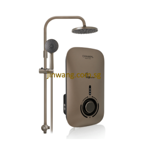 Virgo Ultra Gun Metal Instant Water Heater With Rain Shower Set CHAMPS
