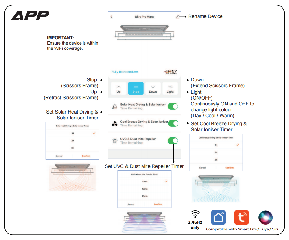 Free Install Smart Ultra Pro Maxx Laundry Drying Rack System with Light and Remote