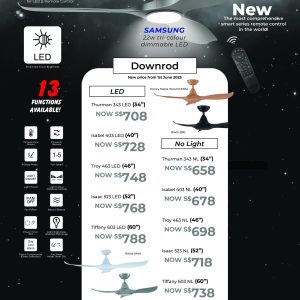 3Blade 34in / 40in / 46in / 52in / 60in DC Motor Smart LED Ceiling Fan Downrod EFENZ