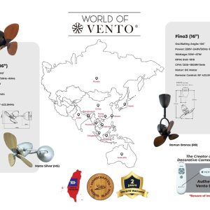 Handcrafted Wood Blade 16in Corner Ceiling Fan | Wall Fan Vento
