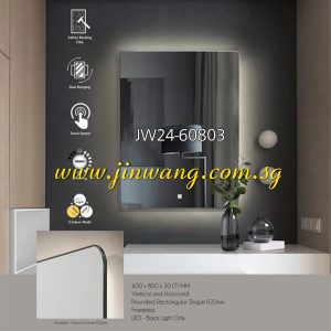 LED Touch Button Sensor Back Light Frameless Mirror Rounded Rectangular Shape 60x80x3cm JW24-60803