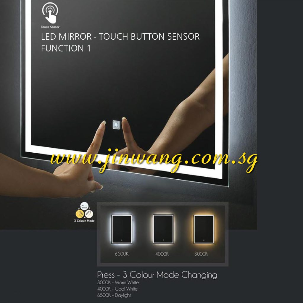 Ftameless Button LED Touch Button Sensor Back Light Frameless Mirror Rounded Rectangular ...
