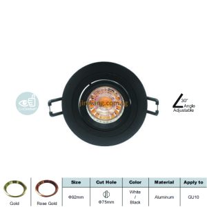 LED Downlight Spot Light Recessed Face Ring Black LMN613