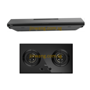 BUNDLE DEAL Tempered Glass 2 Burner Gas Cooker Built In Hob SN20 With Slimline Hood MBI80F140BK MIDEA