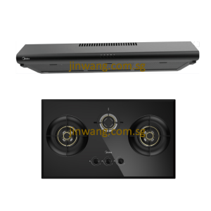 BUNDLE DEAL Tempered Glass 3 Burner Gas Cooker Built In Hob SN30 With Slimline Hood MBI80F140BK MIDEA