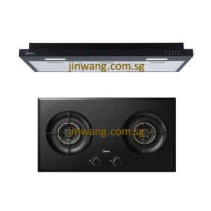 BUNDLE DEAL Tempered Glass 2 Burner Gas Cooker Built In Hob SN20 With Digital Slimline Hood MH90F26EM MIDEA