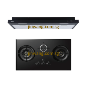BUNDLE DEAL Tempered Glass 3 Burner Gas Cooker Built In Hob SN30 With Slimline Hood MH90F26EM MIDEA