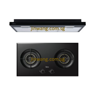 BUNDLE DEAL Tempered Glass 2 Burner Gas Cooker Built In Hob SN20 With Digital Slimline Hood MH90F26ET MIDEA