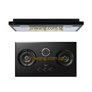 BUNDLE DEAL Tempered Glass 3 Burner Gas Cooker Built In Hob SN30 With Digital Slimline Hood MH90F26ET MIDEA