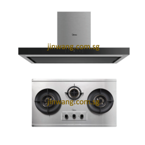 BUNDLE DEAL Stainless Steel 3 Burner Gas Cooker Built In Hob MGH8831 With Chimney Hood MBI90M79SK MIDEA