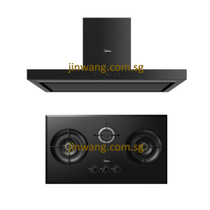 BUNDLE DEAL Tempered Glass 3 Burner Gas Cooker Built In Hob SN30 With Chimney Hood MBI90M79BK MIDEA