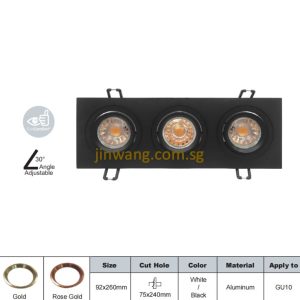 Downlight with Three GU10 Holder LMN613 Black