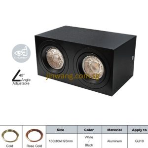 Double Spotlight with GU10 Holder LMN712 Black