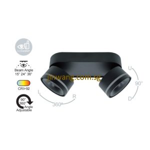 Double Spotlight 24W RGB / RGB with Remote Control LMN780 Black
