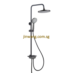 🇩🇪 On-Site 2yrs Warranty On Cartridge Gun Metal With Black Tempered Glass Rain Shower Set JW9126CGM