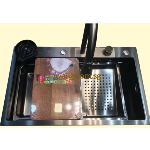 PACKAGE OFFER UNTIL 31 AUG 304 STAINLESS STEEL NANO / HONEYCOMB TECHNOLOGY Gun Metal Kitchen Sink Set 750x460x220mm JWXIE7546HCTGM