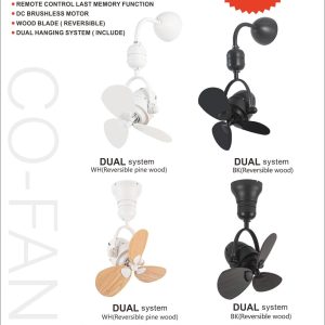 16in DC Motor Corner Ceiling Fan | Corner Wall Fan Dual Fanco