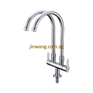 🇩🇪 On-Site 2yrs Warranty On Cartridge Brass Chrome Kitchen Double Sink Cold Tap JW2025C
