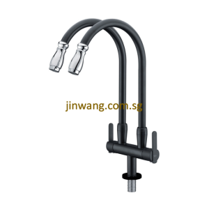 🇩🇪 On-Site 2yrs Warranty On Cartridge Black Kitchen Double Sink Cold Tap JW2025CBK