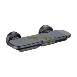 🇩🇪 Gun Metal With Black Tempered Glass Bath Shower Mixer With Spout JW9125GM