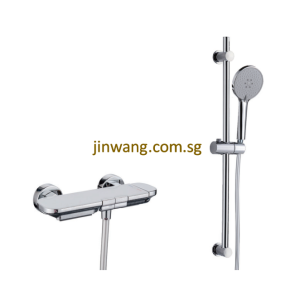 🇩🇪 Brass Chrome With White Tempered Glass Bath Shower Mixer Set with Bar JW9125S01H71
