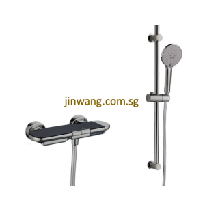 🇩🇪 Matte With Black Tempered Glass Bath Shower Mixer Set with Bar JW9125S02H71BN