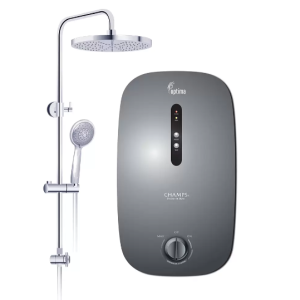 Optima Matte Grey Instant Water Heater With Rain Shower Set CHAMPS