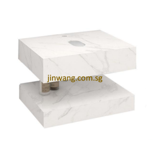 Sintered Stone Wall Hung Top Mount Basin Double Layer Matte Marble White 600x460x140mm JWESTT6045MMW