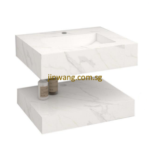 Sintered Stone Wall Hung Basin Double Layer Matt Marble White 600x460x140mm JWESUMB6045MMW