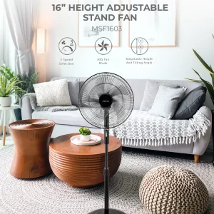 16in Height Adjustable Stand Fan MSF1603 Mistral