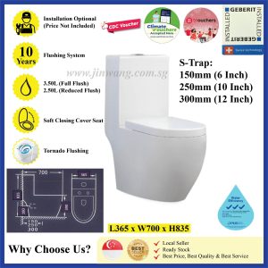 [Climate Voucher] Turbo Tornado Geberit Fitting One-Piece Toilet Bowl JWGN06