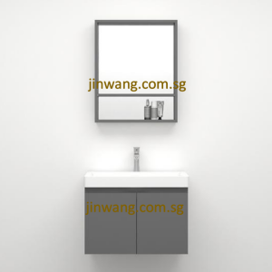 High Quality PVC Waterproof Mirror L500xW120xH700mm and Basin Cabinet Dark Grey L595xW475xH440mm JWEBC6047DG