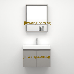 High Quality PVC Waterproof Mirror L500xW120xH700mm and Basin Cabinet Light Grey L595xW475xH440mm JWEBC6047LG