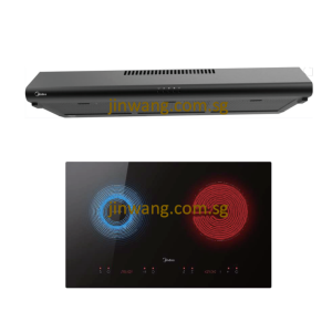 BUNDLE DEAL Induction Ceramic 2 Zone Hybrid Cooker Hob IHT261 With Slimline Hood MBI90F140 MIDEA