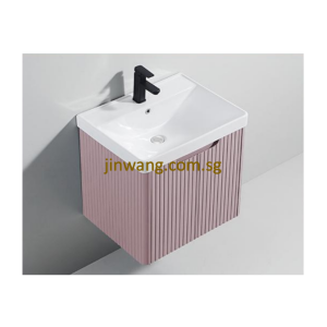 High Quality PVC Waterproof Basin Cabinet Fluted Cherry Blossom Pink L610xW480xH500mm JWEBC6048FCBP