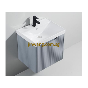High Quality PVC Waterproof Basin Cabinet Fluted Cloud Mist Blue L610xW480xH500mm JWEBC6048FCMB