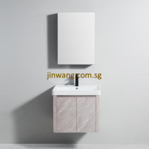 High Quality PVC Waterproof Mirror Cabinet L500xW140xH700mm and Basin Cabinet Sand Beige L610xW480xH480mm JWEBC6048SBR