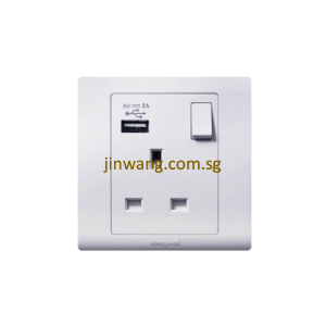 Honeywell R-Series 1X13A Switched Socket With USB R2757UXWHISG