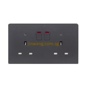 MK Honeywell Aria 2X13A Switched Socket Space Grey With LED W2647GRYSG
