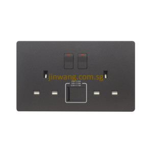 MK Honeywell Aria 2X13A Switched Socket Space Grey With USB and TYPE C W2747UGRYSG