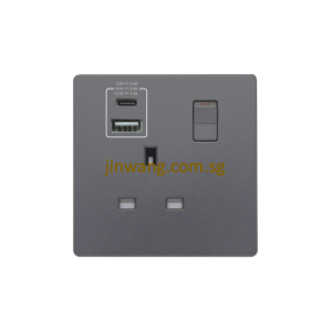 MK Honeywell Aria 1X13A Switched Socket With USB and TYPE C Space Grey W2757UACGRYSG