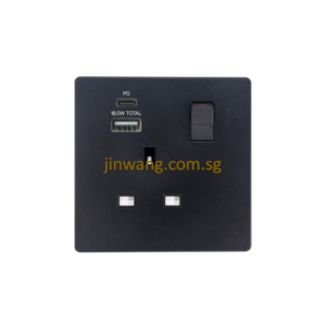 MK Honeywell Aria 1X13A Switched Socket With USB and TYPE C Space Black W2757UACMBKSG