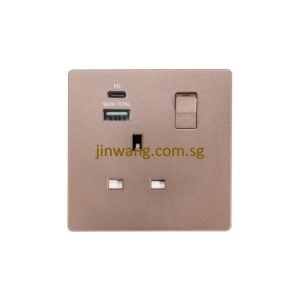 MK Honeywell Aria 1X13A Switched Socket With USB and TYPE C Rose Gold W2757UACRGLSG