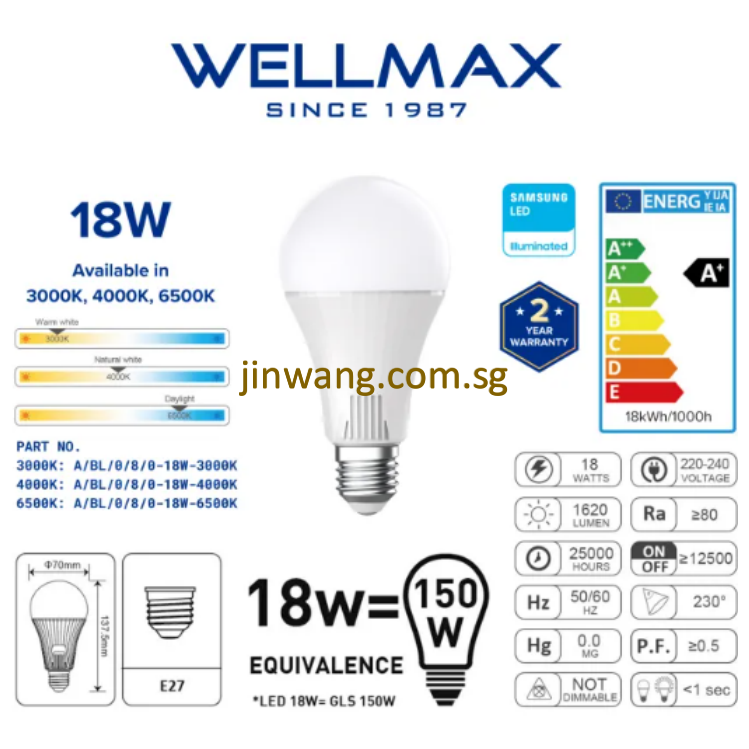 Wellmax E27 Bulb 18W