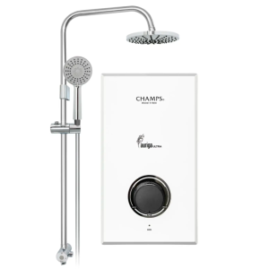 Auriga Ultra Matte White Instant Water Heater With Rain Shower Set CHAMPS