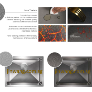 304 STAINLESS STEEL LAVA Matte / Gun Metal Kitchen Sink 650x450x250mm JWZ6545