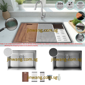 304 STAINLESS STEEL Embossed Matte / Gun Metal Kitchen Sink 680x470x250mm JWZ6847
