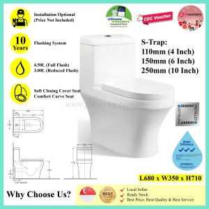 [Climate Voucher] 4in / 6 in / 10in One-Piece Toilet Bowl JWVA519