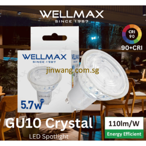 High Quality WELLMAX Crystal 5.7W GU10 Glass LED Spotlight Bulb Track Light Bulb 3000K/4000K/6500K Warm White/Neutral White/Daylight