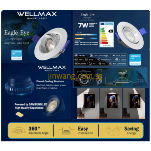 High Quality WELLMAX Samsung LED Eyeball Spotlight Recessed Downlight 7W 3000K / 6500K
